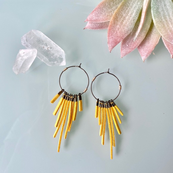 Suede Fringe Earrings - Picture 4 of 6